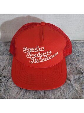 Young An Eureka Springs Arkansas Hat Foam Cap Mesh Snapback Red Trucker Vintage